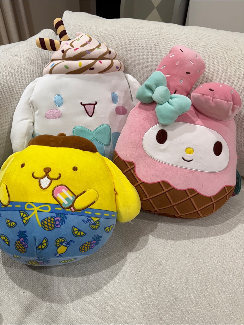 Lot of 3 Squishmallows Plush Sanrio Hello Kitty and Friends Dessert Squad